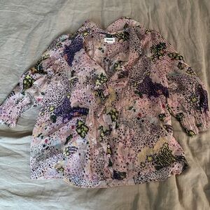 Zadig & Voltaire 3/4 sleeve pink pattern blouse. Xs.